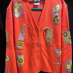 Queen of Sparkles NEON ORANGE TEQUILA DRINK ICON CARDIGAN